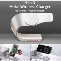 Magnetic Wireless Charger 4 in 1 Metal Shell 15W Fast Charging Station Stand for iPhone 12-17 Mobile Phones Airpods Apple Watch