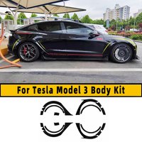 For 19-23 Tesla Model 3 Wide Body Kit ABS Carbon Fiber Splash Guard Mudguard Exterior Trim Cover Spoiler Wheel Cover Accessories