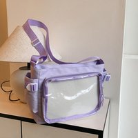 Clear Transparent Pocket Itabag College Style Cross Body Badge Display Shoulder Bag PVC Nylon Crossbody Bag Goods Display
