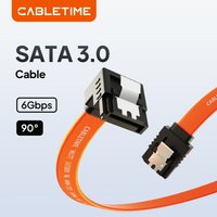 CABLETIME HDD Hard Disk Drive Cord 6Gbps 3.0 Data Cable to SSD SATA Sata3 Straight Angle Fast Transmission Cable for Desktop