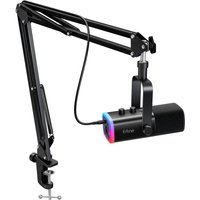 Zestaw mikrofonu do gier FIFINE XLR/USB z gniazdem słuchawkowym/wyciszeniem/RGB/podstawką pod ramieniem, zestaw mikrofonów dynamicznych do komputera PS5/4 mikser AmpliGame AM8T