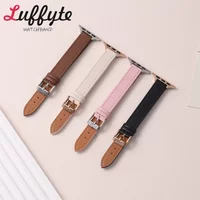 Fashion Leather Slim Strap For Apple Watch 1-11 Ultra SE 3 2 1 For IWatch Series 38/40/41/42/44/45/46/49mm Woman Bracelet