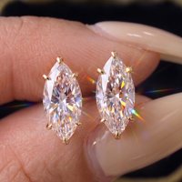 Kiss Mandy Oval Moissanite Stud Earrings S925 Pure Silver Sparkling Diamond Ear Studs For Women Men Wedding Jewelry GRA SMOE24
