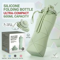 600ML Collapsible Silicone Water Bottle BPA Free Foldable Portable Leakproof Sports Cups Travel Camping Gym Cycling Drinkware