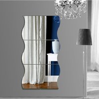 Self Adhesive Mirror Wave Wall Sticker, Acrylic DIY Removable Wallpaper, Home Room, Bedroom, 3D Wall Decor, 6Pcs per Set
