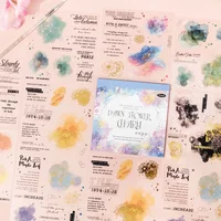 pack contains 20 sheets of morning glory ink watercolor Swoosh stickers book with retro European primer background, 131*115mm.