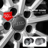69mm Grey Black Emblems Auto Chrome Wheel Rim Center Hub Caps Badge For Audi A4 A3 A5 A6 A7 A8 Q3 Q5 Q7 Q8 B5 B6 B7 B8 B9 Q7 8P