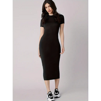 Women's Spring/Summer Colored Lipprint Letter Print Casual Slim Fit Round Neck Short Sleeve Sexy Dress