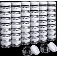 33pcs Mini Plastic Sample Containers with White Lids - Transparent Round Jars for Travel, Ideal for Cosmetics, Creams, Lotions
