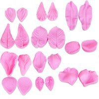 22PCS Silicone Petal Leaf Mold Flowers Fondant Mold Chocolate Gum Paste Mold Fondant Cake Broder Decorating Tool