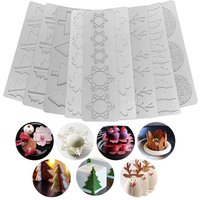 New ChristmasTree & Snowflake & Deer Antler Lace Mat Cake Silicone Mold DIY Chocolate Thin Crisp Cake Decoration Baking Mold