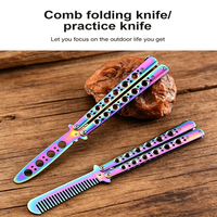 1Pcs Portable Stainless-Steel Butterfly Comb Folding Comb for Men Training Practice Travel Pocket Size