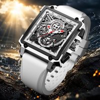 LIGE Men Watch Fashion Square Chronograph Waterproof Luminous Watches For Men Business Silicone Strap Quartz Men Wrist Watch