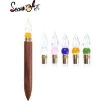 SeamiArt 1pc Wood Handle With 1pc Replaceable Glass Nib Dip Pen for Calligraphy Students Writing Stationery for Art Supplies