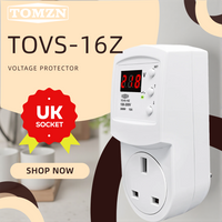 TOMZN British Standard Plug Top Voltage Protector Socket AC230V 16A TOVS-16Z Over and Under Voltage Protection Auto Reconnection