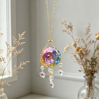 1Pc Crystal Hanging Ornament, Colorful Ice-Crackle Ball Ornament, Rainbow Catcher, Reflects Brilliant Colors in the Light, Bohemian Style, Suitable for Home Decoration, Window Hanging, and Is Also an