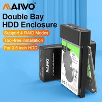 MAIWO 2.5 Inch HDD Docking Station Dual Bay External Hard Drive Enclosure Array Cabinet 2.5‘’ SATA Hard Disk Array With RAID
