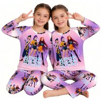 Kpop Children's Pajamas 2pcs Long Sleeve T-shirt + Pants Homewear Clothing Kids Cartoon Sleepwear Girls Pijamas Kids Sleepwear