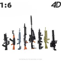 1/6 4D Gun Model AK47 M134 Gatling MG42 Machine Gun M16 Rifle Submachine Guns Classic Assemble Toy 8pcs/set
