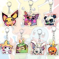Kawaii Scrawl Pkm Keychain Pichu Morpeko Bag Pendant Decoration Jirachi Accessories Minccino Cartoon Keyring Festival Gift