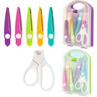 Decorative Paper Edge Scissors Set, 5 pairs Zig Zag Edges with Portable Organizing Container, great for DIY Paper Wavy Edge