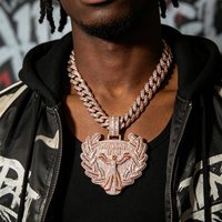 Sparkling Hip Hop Fine Rose Gold Iced Pendant Jewelry Ancient Greek Mythology Style Pendant Necklace Men Women Birthday Gift