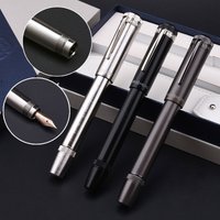 New Hero H718 Fountain Pen 10k Gold Nib Rotary Piston Ink Converter Cover Hidden Flexible Nib Business Office Gift Box
