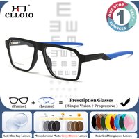 CLLOIO Comfortable Blue Light Blocking Myopia Glasses for Men Outdoor Sports Cycling Driving Progressive Prescription Glasses