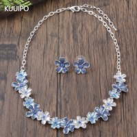 Fashion Flower Necklace and Earrings Set for Women Accessories New Trendy Rhinestone Jewelry Sets Vacation Party Prom Gift