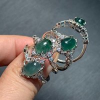 Natural Green GRADE A Jade Ring Adjustable Female Jewelry for Women Gift Wholesale High Quality Vintage Fine