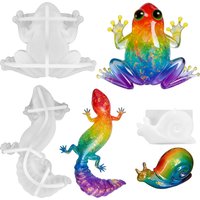 Animal epoxy resin silicone mold, realistic frog and lizard shapes, 3D stereoscopic small animal display mold, home decoration