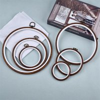 Round/Oval Wooden Color Embroidery Hoops Frame Set Plastic Embroidery Hoop Rings for DIY Cross Stitch Needle Craft Sewing Tool