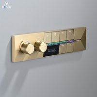 M Boenn 6 Functions Push Button Thermostatic Divider Mixer Bathroom Faucets Smart Temperature Display Shower Controller Brass