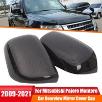 For Mitsubishi Pajero Montero 2009-2021 Car Sticker Rearview Side Mirror Cover Wing Cap Exterior Door Rear View Case Trim Carbon
