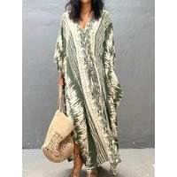 Kaftan Dresses for Women V-Neck Batwing Sleeves Swimsuit Beach Cover Ups Tie Dye Caftan Hawaiian Dress