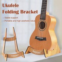 Foldable Wooden Guitar Stand Universal Instrument Holder for Acoustic Guitar, Ukulele & Bass Non Slip Instrument Holder
