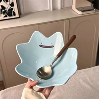 Kawaii Pokemon Ditto Shaped Ceramic Fruit Plate Snack Storage Tray Cute Home Kitchen Table Decor Dessert Serving Dish Fans Gifts
