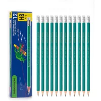 12 Pieces/Set HB Plastics Lead Pencils with Eraser Students Writing Sketch Drawing Wood Pencils for Children