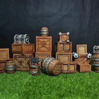 1: 18 Scale Simulation Mini Box&barrel&treasure Box Model 3.75-inch Movable Doll Scene Accessories Toy Gifts
