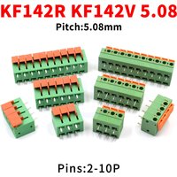 (5/10 szt.) Listwa zaciskowa bezśrubowa sprężynowa z wtykiem KF142V KF142R o rastrze 5,08mm prosta/zagięta nóżka EX 142V 142R 5.08 2 ~ 10P złącze PCB