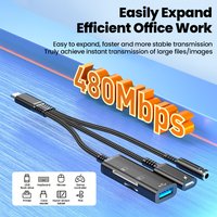5-in-1 Type C Adapter Type C To USB C Charging/3.5mm/SD TF USB2.0 Card Reader Adapter Cable High Speed For iPhone 15 16 Samsung