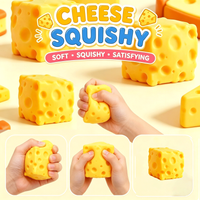 5CM Squishy Cheese Squeeze Toys Slow Rebound Push Stress Relief Sensory Toy Soft Butter Cheese Fidget Toy ADHD Autism Gifts