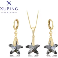 Xuping Jewelry Star Shaped Earring and Necklace Crystal Jewelry Set with Light Gold Color for Women Girl Gifts A00915719