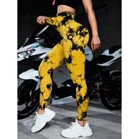 Woma Yoga Trendy Tie Dye Yoga Tights Seamless High Stretch Tummy Control Gym Leggings Seamless Tie Dye Leggings 2023 New