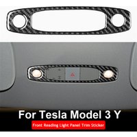 For Tesla Model 3 2017-2022 Model Y 2020-2022 Carbon Fiber Interior Front Reading Light Panel Frame Trim Sticker Car Accessories