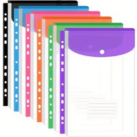 6pcs transparent plastic file bags - suitable for 2/3/4 ring file bags, office file bags, six colors/set (open vertically)
