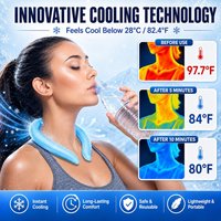 Neck Cooling Tube, PCM Neck Cooler Ring Freezes Below 28°C/82.4°F, Reusable Wearable Cooling Collar for Hot Weather Walking
