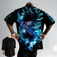 Demon Slayer Men's T-shirt Muichiro Tokito Summer Japan Anime Tee Spring and Autumn Boy Street Short-sleeved Parent-child Wear