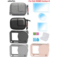 Silicone Protective Cover + Screen Protector + Lens Cap + Storage Bag for DJI Osmo Action 6 Camera Protector Case Accessories
