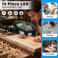 Reading Table Lamp 3-Segment Extra-long Swing Magnifying Glass Lamp with 3 Color Adjust LED Lights for Welding Repair Close Work